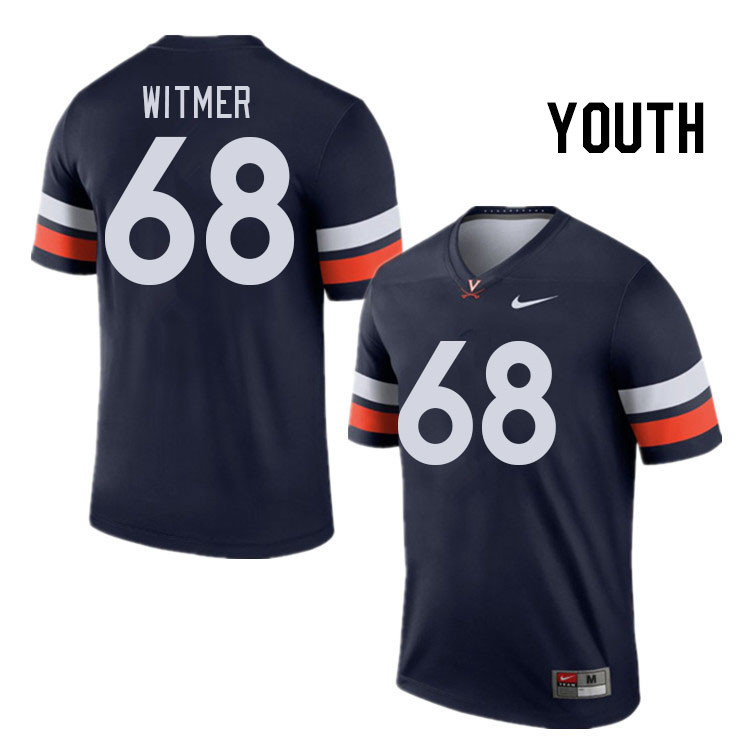 Youth #68 Jack Witmer Virginia Cavaliers College Football Jerseys Stitched Sale-Navy - Click Image to Close